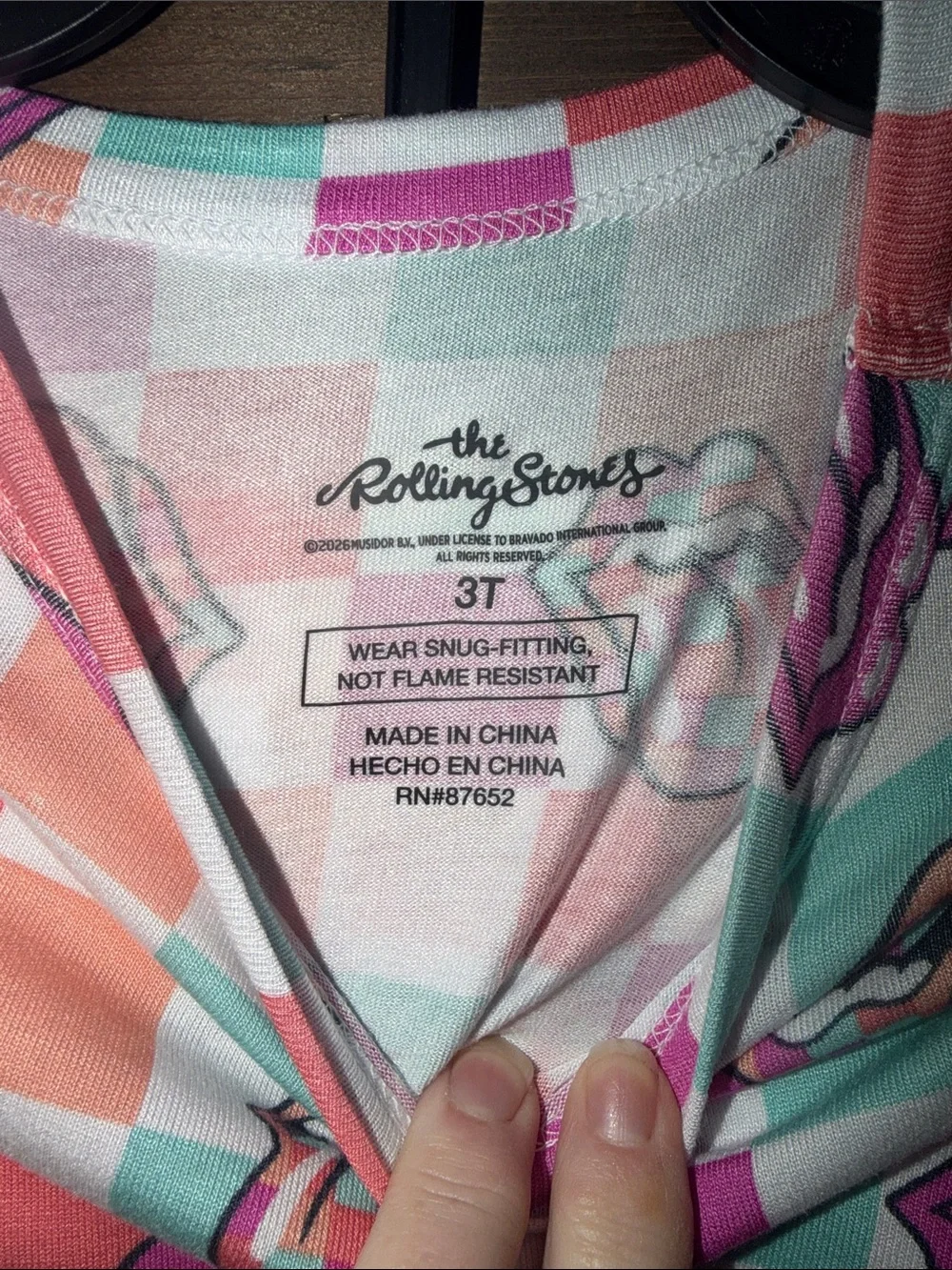 Rolling Stones Pink Mint and Coral Checkered Toddler pajamas